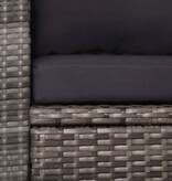 VidaXL 3-delige Bistroset met kussens poly rattan grijs