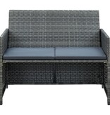 VidaXL Tuinbank 2-zits met kussens poly rattan grijs