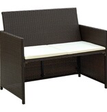 VidaXL Tuinbank 2-zits met kussens poly rattan bruin