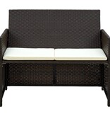 VidaXL Tuinbank 2-zits met kussens poly rattan bruin