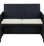 VidaXL Tuinbank 2-zits met kussens poly rattan zwart