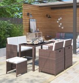 VidaXL 6-delige Tuinset met kussens poly rattan bruin