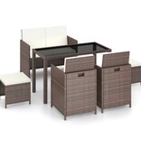 VidaXL 6-delige Tuinset met kussens poly rattan bruin