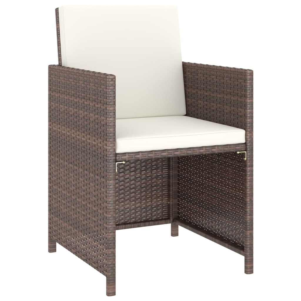 VidaXL 6-delige Tuinset met kussens poly rattan bruin