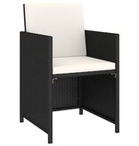 VidaXL 6-delige Tuinset met kussens poly rattan zwart