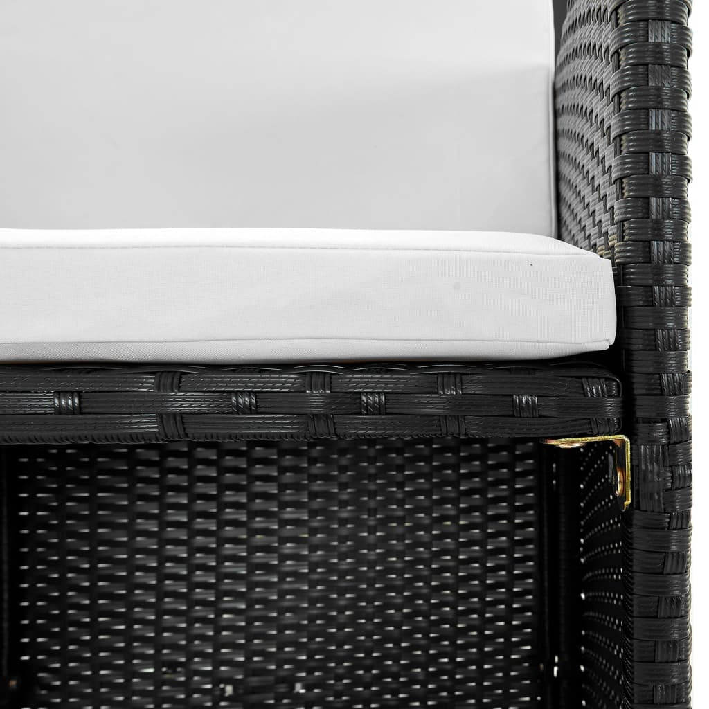 VidaXL 5-delige Tuinset met kussens poly rattan zwart