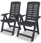 VidaXL Tuinstoelen 2 st verstelbaar kunststof antracietkleurig