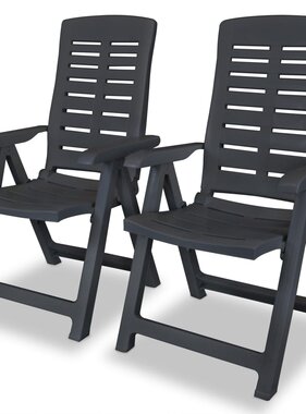 VidaXL Tuinstoelen 2 st verstelbaar kunststof antracietkleurig