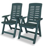 VidaXL Tuinstoelen 2 st verstelbaar kunststof groen