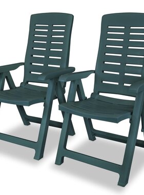 VidaXL Tuinstoelen 2 st verstelbaar kunststof groen