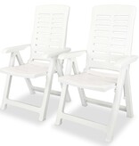 VidaXL Tuinstoelen 2 st verstelbaar kunststof wit