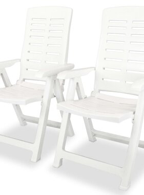 VidaXL Tuinstoelen 2 st verstelbaar kunststof wit