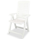 VidaXL Tuinstoelen 2 st verstelbaar kunststof wit