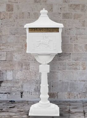 VidaXL Staande brievenbus vintage stijl roestbestendig aluminium wit