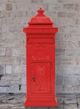 VidaXL Pilaar brievenbus vintage stijl roestbestendig aluminium rood