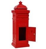 VidaXL Pilaar brievenbus vintage stijl roestbestendig aluminium rood