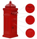 VidaXL Pilaar brievenbus vintage stijl roestbestendig aluminium rood
