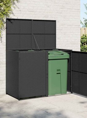 VidaXL Containerberging dubbel 148x80x111 cm poly rattan zwart
