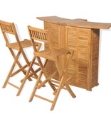 VidaXL 3-delige Bistroset met klapstoelen massief teakhout