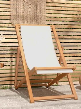 VidaXL Ligstoel 56x105x96 cm teakhout crème