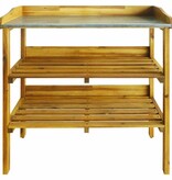 VidaXL Oppottafel met 2 schappen massief acaciahout en zink