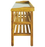 VidaXL Oppottafel met 2 schappen massief acaciahout en zink