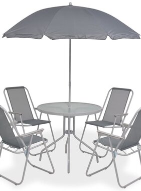 VidaXL 6-delige Tuinset staal en textileen grijs