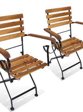 VidaXL Tuinstoelen inklapbaar 2 st staal en massief acaciahout