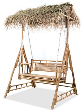 VidaXL Schommelbank met palmbladeren 2-zits 202 cm bamboe