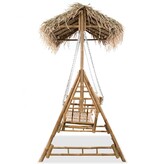 VidaXL Schommelbank met palmbladeren 2-zits 202 cm bamboe