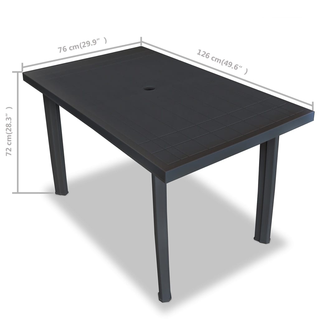VidaXL Tuintafel 126x76x72 cm kunststof antraciet