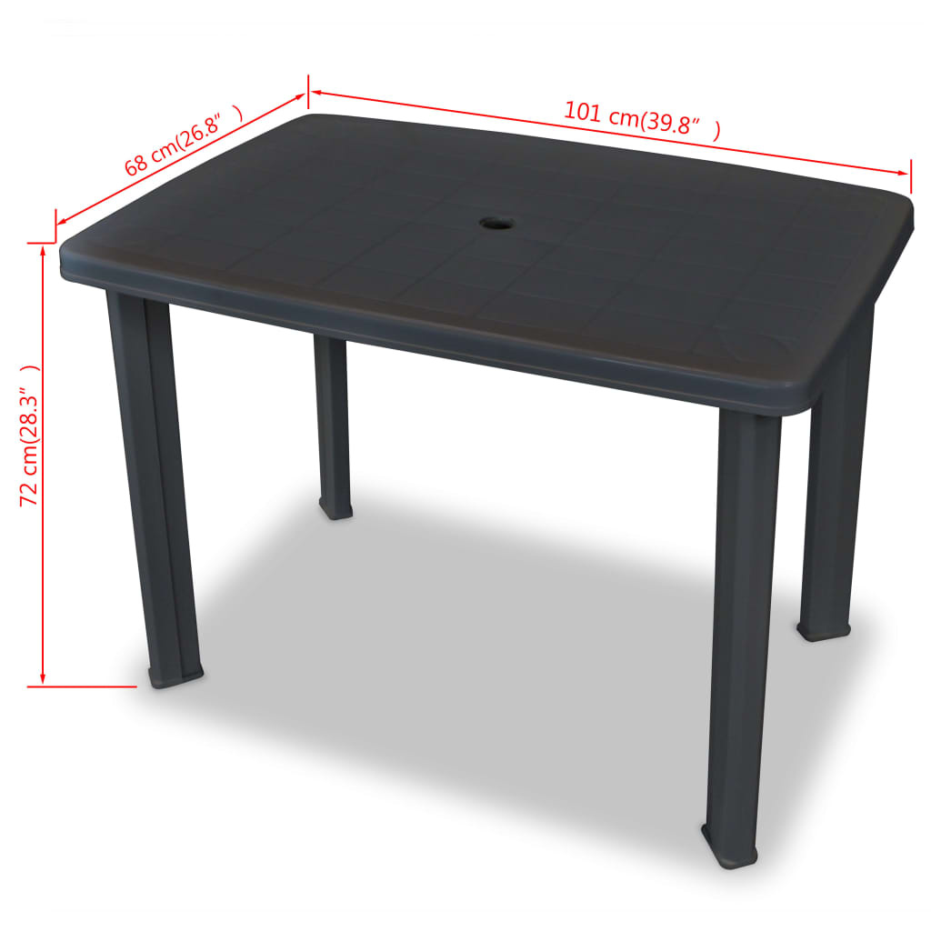 VidaXL Tuintafel 101x68x72 cm kunststof antraciet