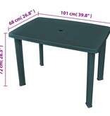 VidaXL Tuintafel 101x68x72 cm kunststof groen