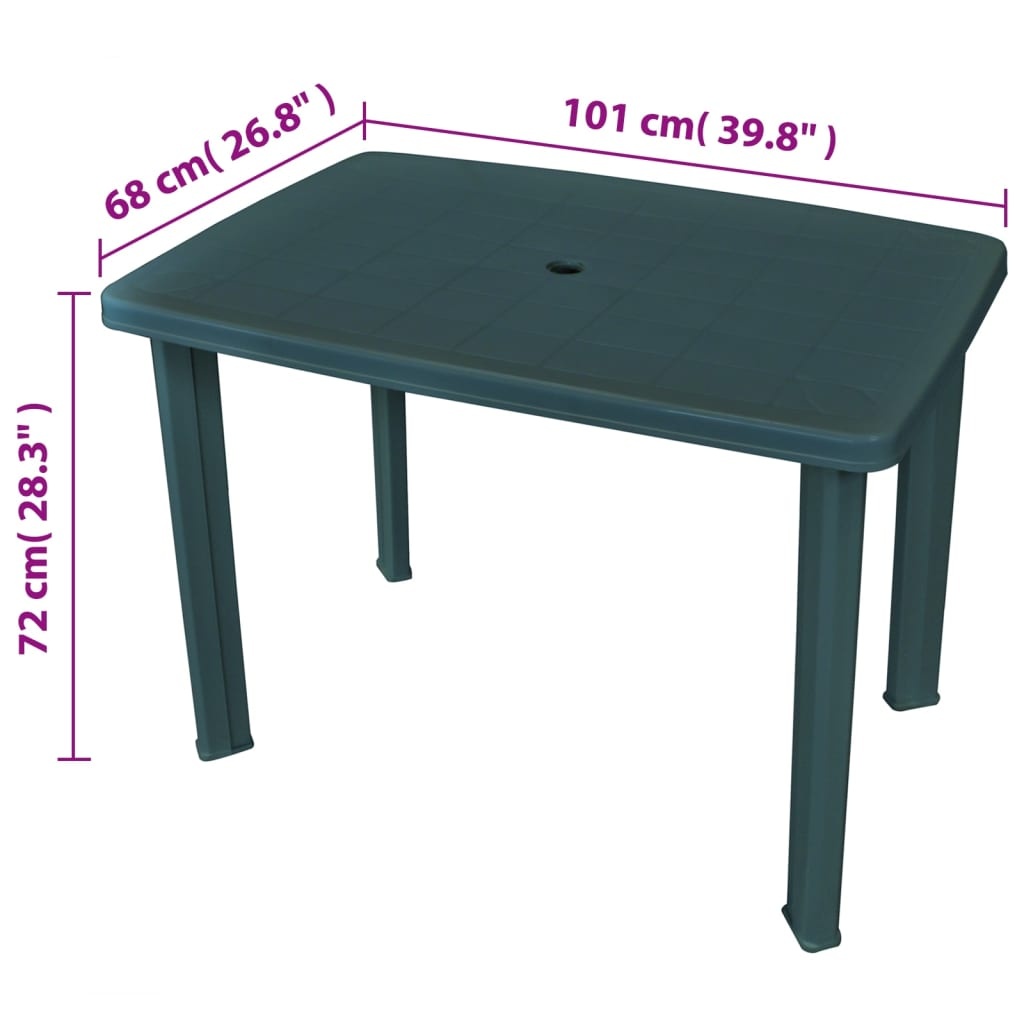 VidaXL Tuintafel 101x68x72 cm kunststof groen