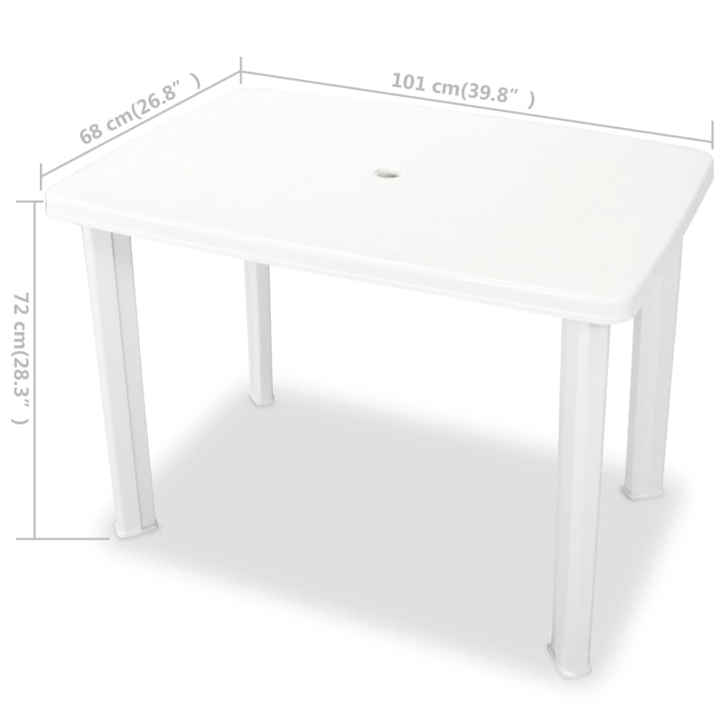 VidaXL Tuintafel 101x68x72 cm kunststof wit