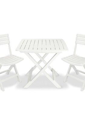 VidaXL 3-delige Bistroset inklapbaar kunststof wit