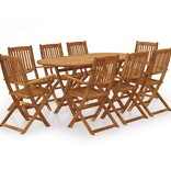 VidaXL 9-delige Tuinset inklapbaar massief acaciahout