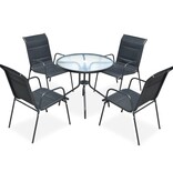 VidaXL 5-delige Tuinset staal zwart