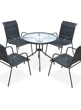 VidaXL 5-delige Tuinset staal zwart