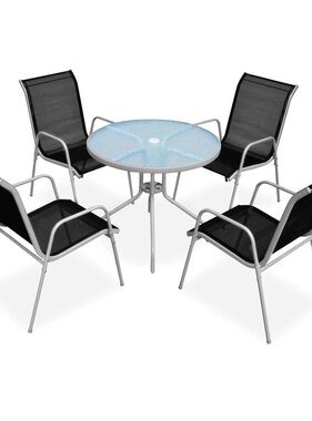 VidaXL 5-delige Tuinset staal zwart