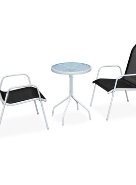 VidaXL 3-delige Bistroset staal zwart