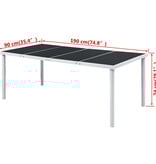 VidaXL Tuintafel 190x90x74 cm staal zwart