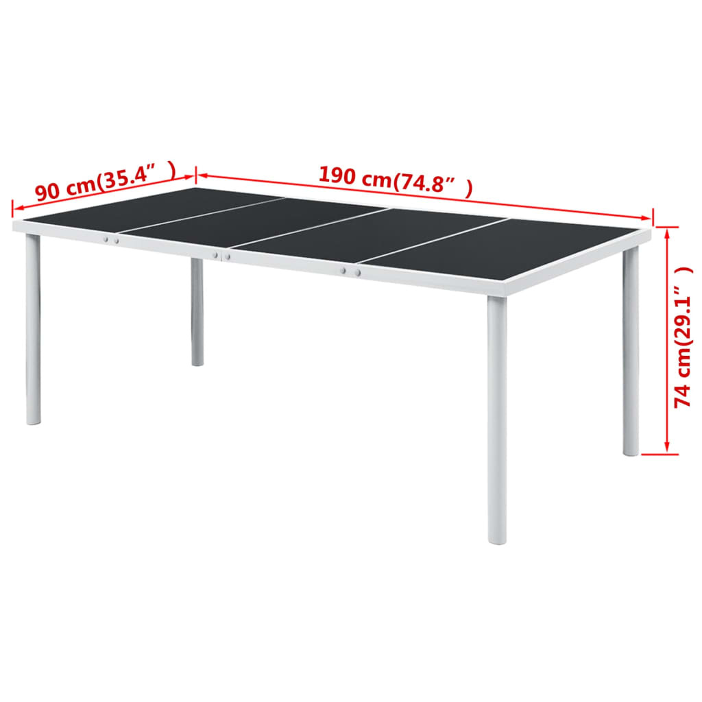 VidaXL Tuintafel 190x90x74 cm staal zwart