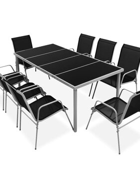 VidaXL 9-delige Tuinset staal zwart