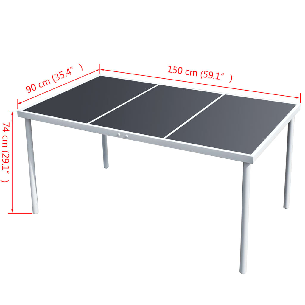VidaXL Tuintafel 150x90x74 cm staal zwart