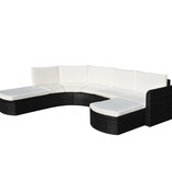 VidaXL 4-delige Loungeset met kussens poly rattan zwart