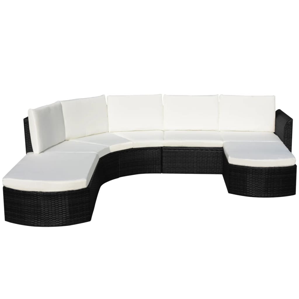 VidaXL 4-delige Loungeset met kussens poly rattan zwart
