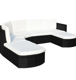 VidaXL 4-delige Loungeset met kussens poly rattan zwart