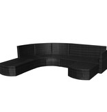 VidaXL 4-delige Loungeset met kussens poly rattan zwart