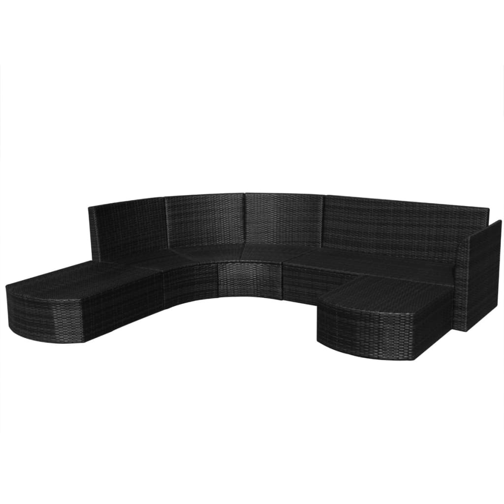 VidaXL 4-delige Loungeset met kussens poly rattan zwart